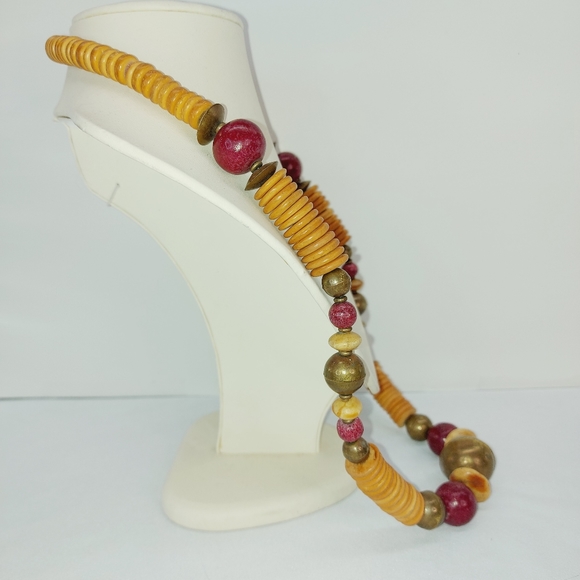 * hand crafted Multi Color Wood Bead single Strand N - Picture 4 of 6